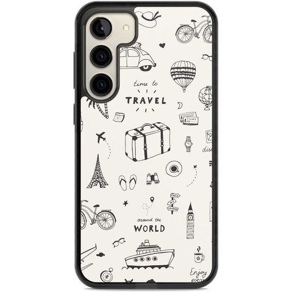 Cute Travel Pattern, White On