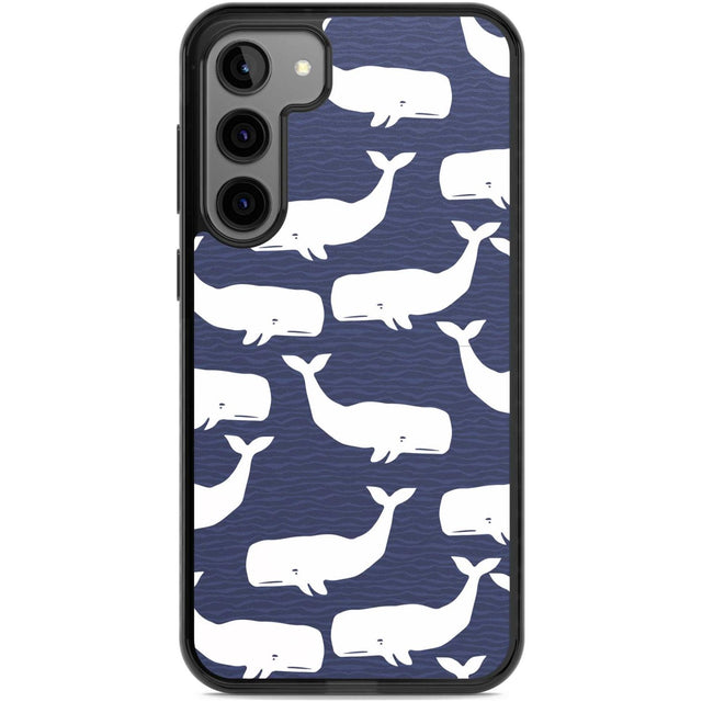 Cute Whales Phone Case Samsung S22 Plus / Black Impact Case,Samsung S23 Plus / Black Impact Case Blanc Space