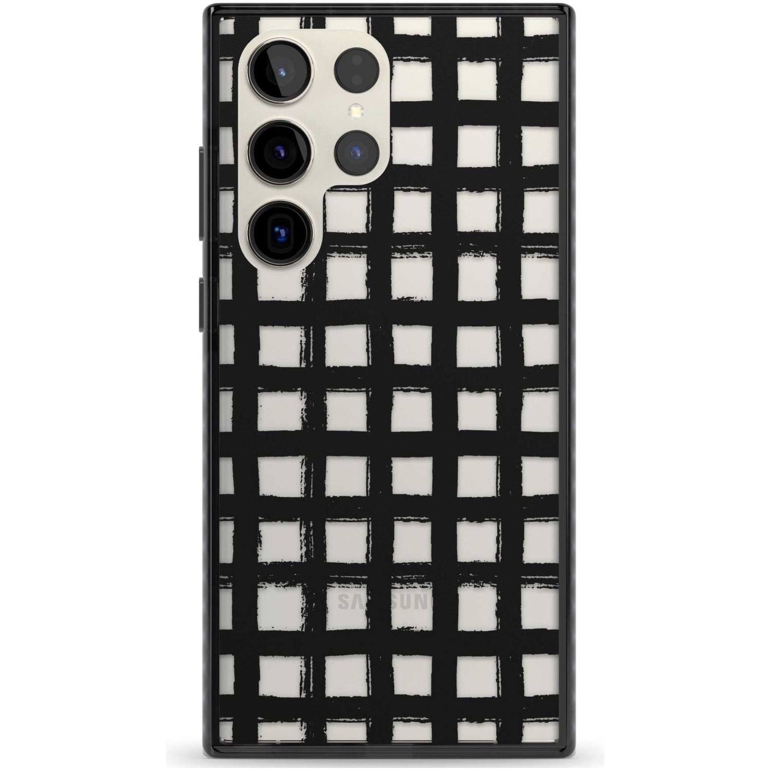 Messy Black Grid - Clear Phone Case Samsung S22 Ultra / Black Impact Case,Samsung S23 Ultra / Black Impact Case Blanc Space
