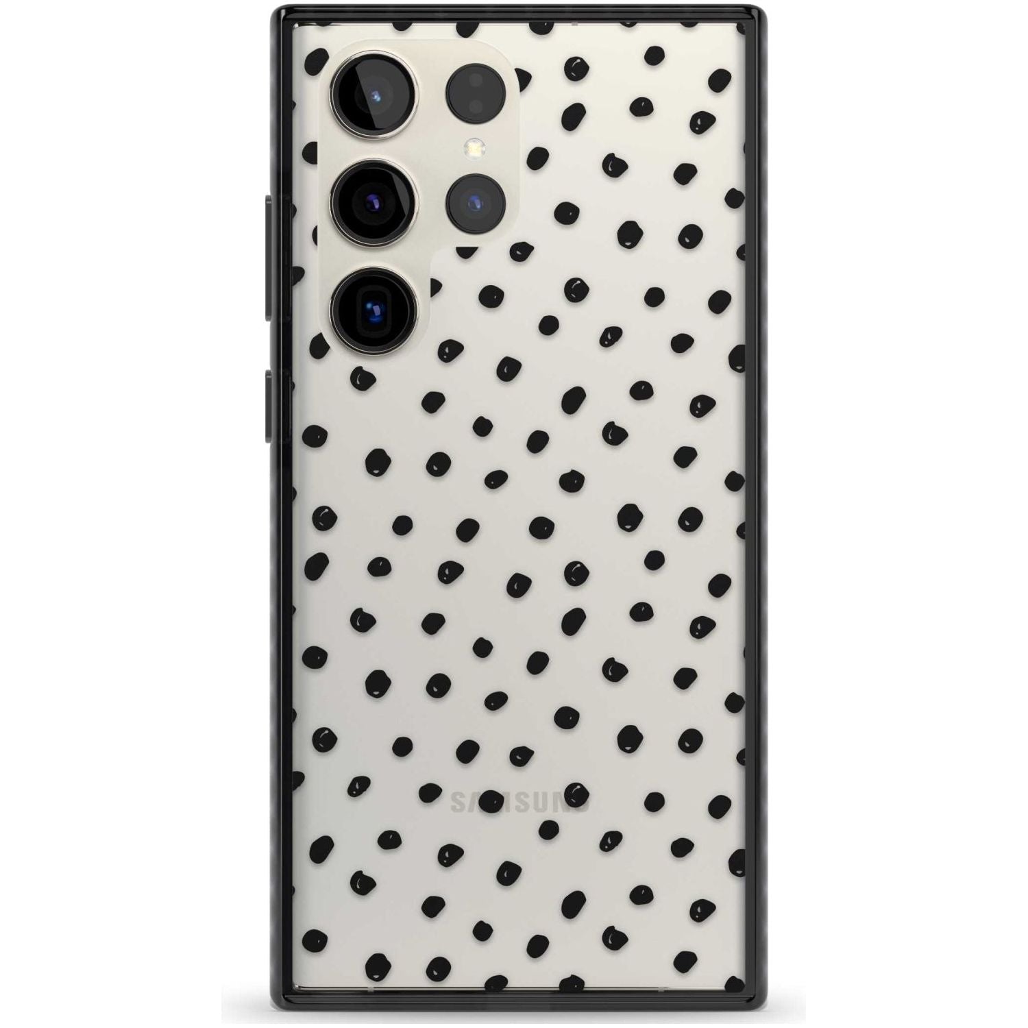 Messy Black Dot Pattern Phone Case Samsung S22 Ultra / Black Impact Case,Samsung S23 Ultra / Black Impact Case Blanc Space