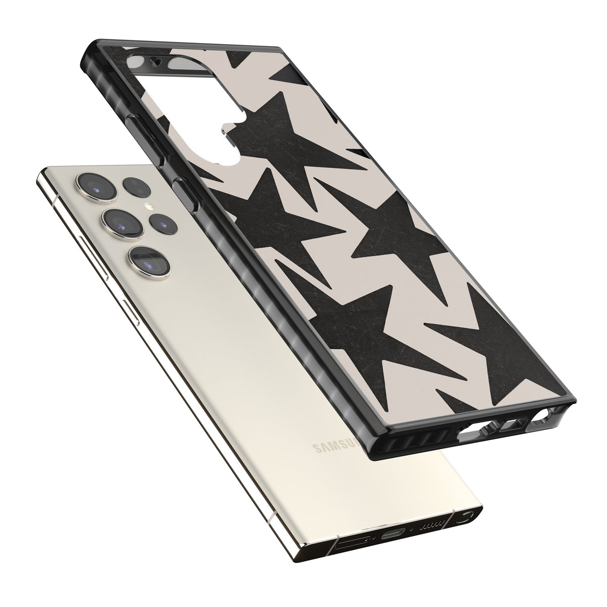 Black Superstars Samsung S22 Ultra / Samsung S23 Ultra / Samsung S24 Ultra Impact Black Phone Case angled