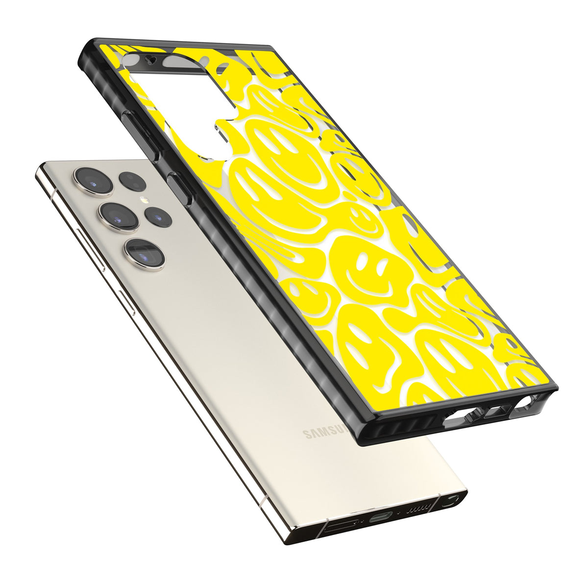 Yellow Acid Faces Samsung S22 Ultra / Samsung S23 Ultra / Samsung S24 Ultra Impact Black Phone Case angled