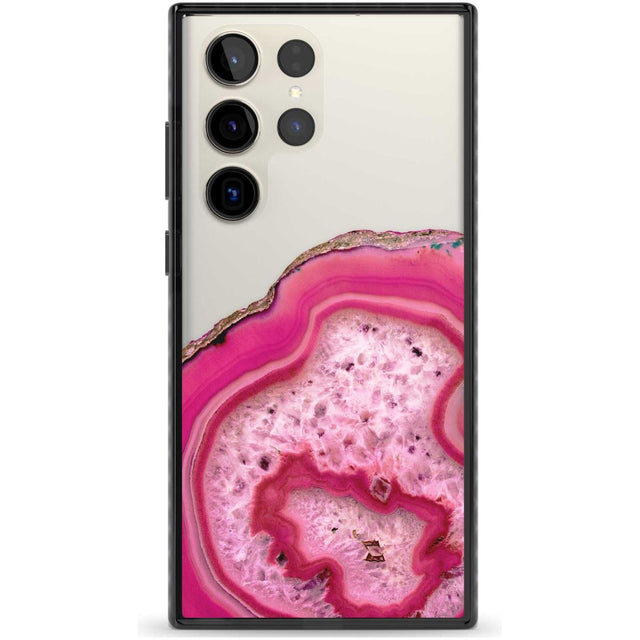 Bright Pink Gemstone Crystal Clear Design Phone Case Samsung S22 Ultra / Black Impact Case,Samsung S23 Ultra / Black Impact Case Blanc Space