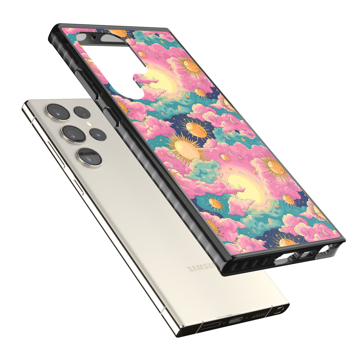 Starlight Clouds Samsung S22 Ultra / Samsung S23 Ultra / Samsung S24 Ultra Impact Black Phone Case angled