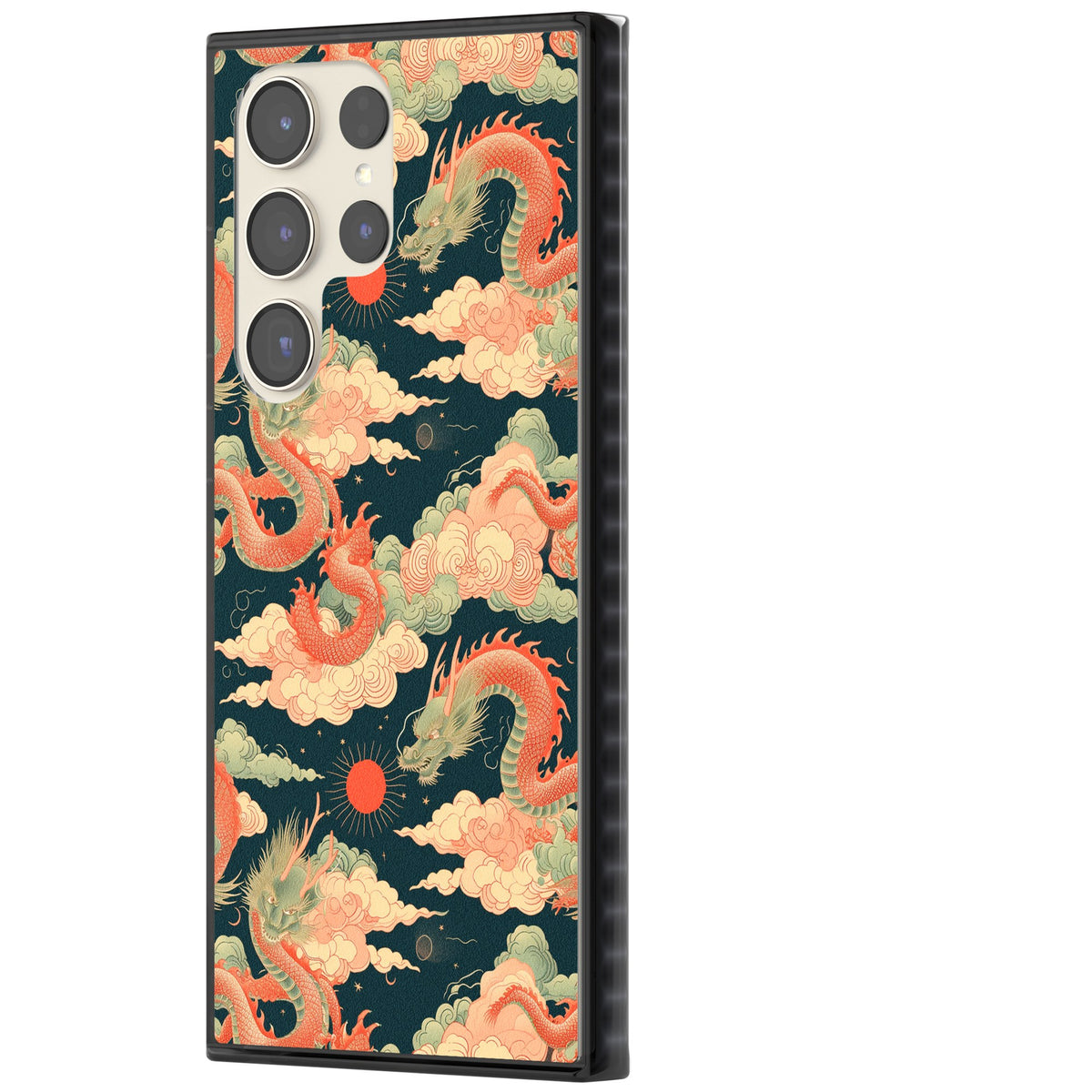 Chinese Dragons Clouds Samsung S22 Ultra / Samsung S23 Ultra / Samsung S24 Ultra Impact Black Phone Case side