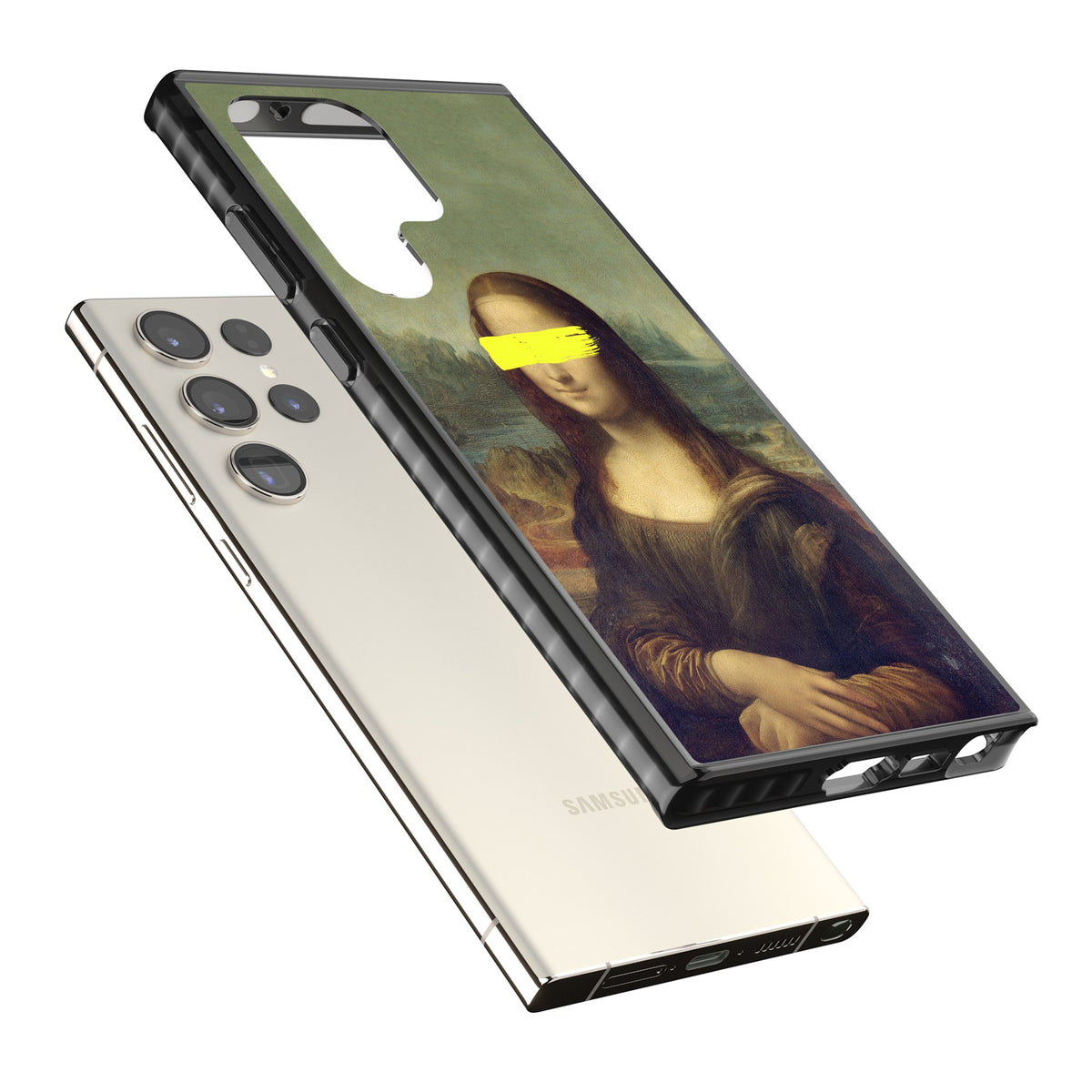 Vandaled Mona Lisa Samsung S22 Ultra / Samsung S23 Ultra / Samsung S24 Ultra Impact Black Phone Case angled