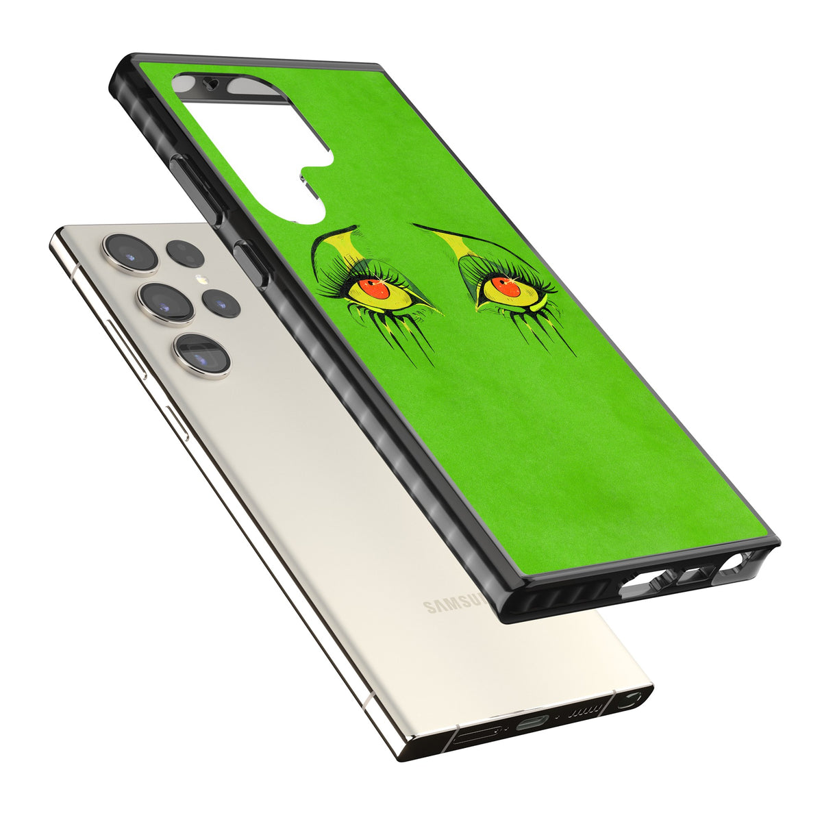 Green Enchanted Eyes Samsung S22 Ultra / Samsung S23 Ultra / Samsung S24 Ultra Impact Black Phone Case angled