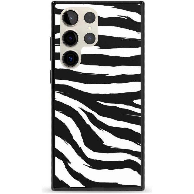 Black Zebra Print Phone Case Samsung S22 Ultra / Black Impact Case,Samsung S23 Ultra / Black Impact Case Blanc Space