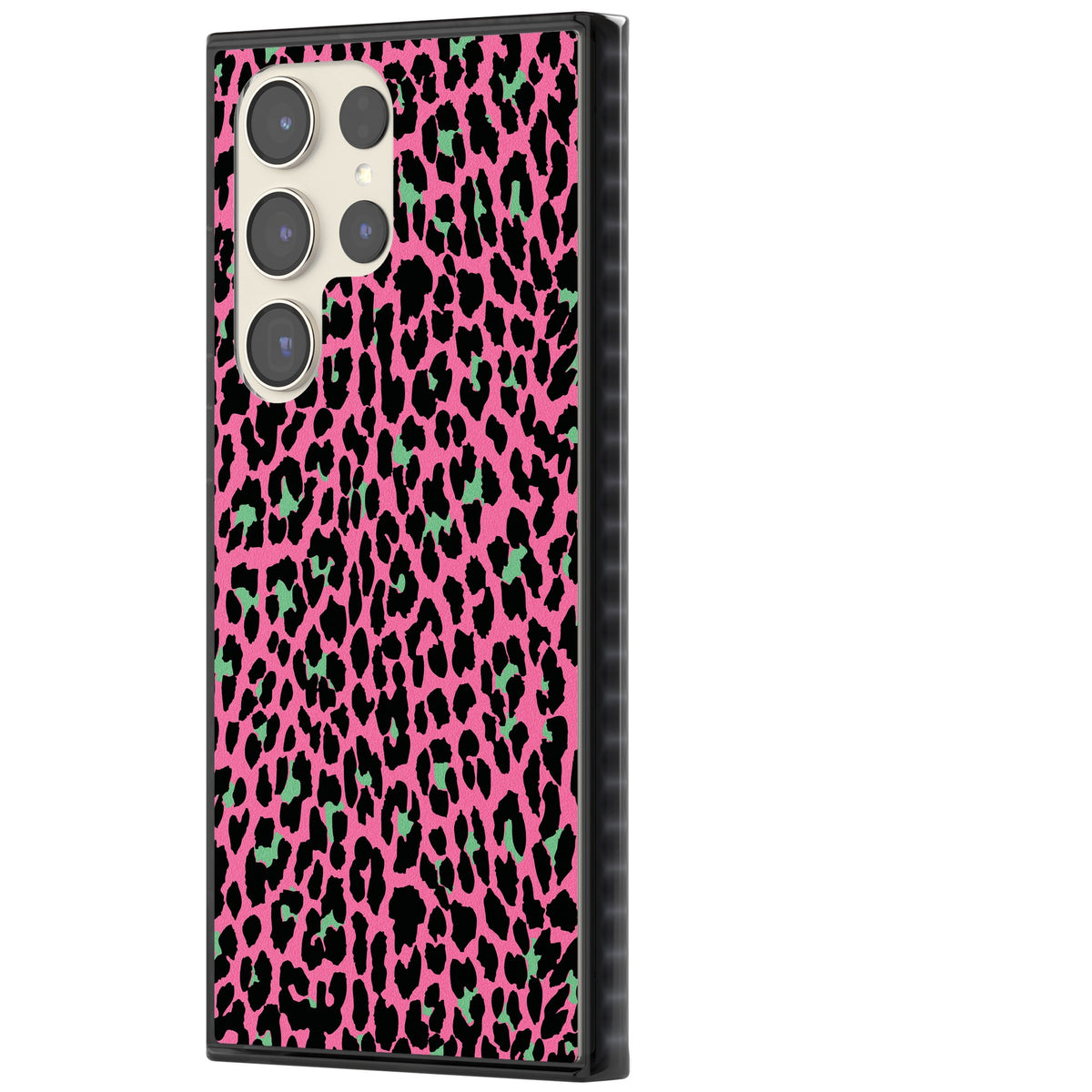 Pink & Green Leopard Samsung S22 Ultra / Samsung S23 Ultra / Samsung S24 Ultra Impact Black Phone Case side