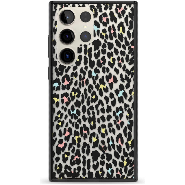 Mixed Pastels Leopard Print - Transparent Phone Case Samsung S22 Ultra / Black Impact Case,Samsung S23 Ultra / Black Impact Case Blanc Space
