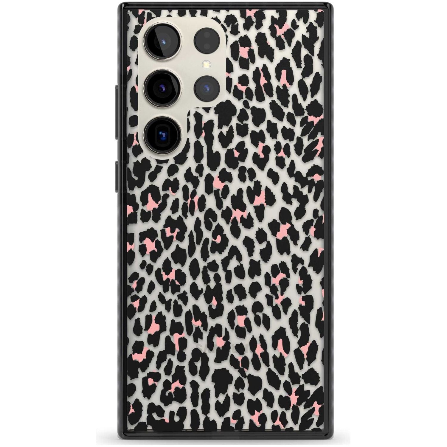 Light Pink Leopard Print - Transparent Phone Case Samsung S22 Ultra / Black Impact Case,Samsung S23 Ultra / Black Impact Case Blanc Space