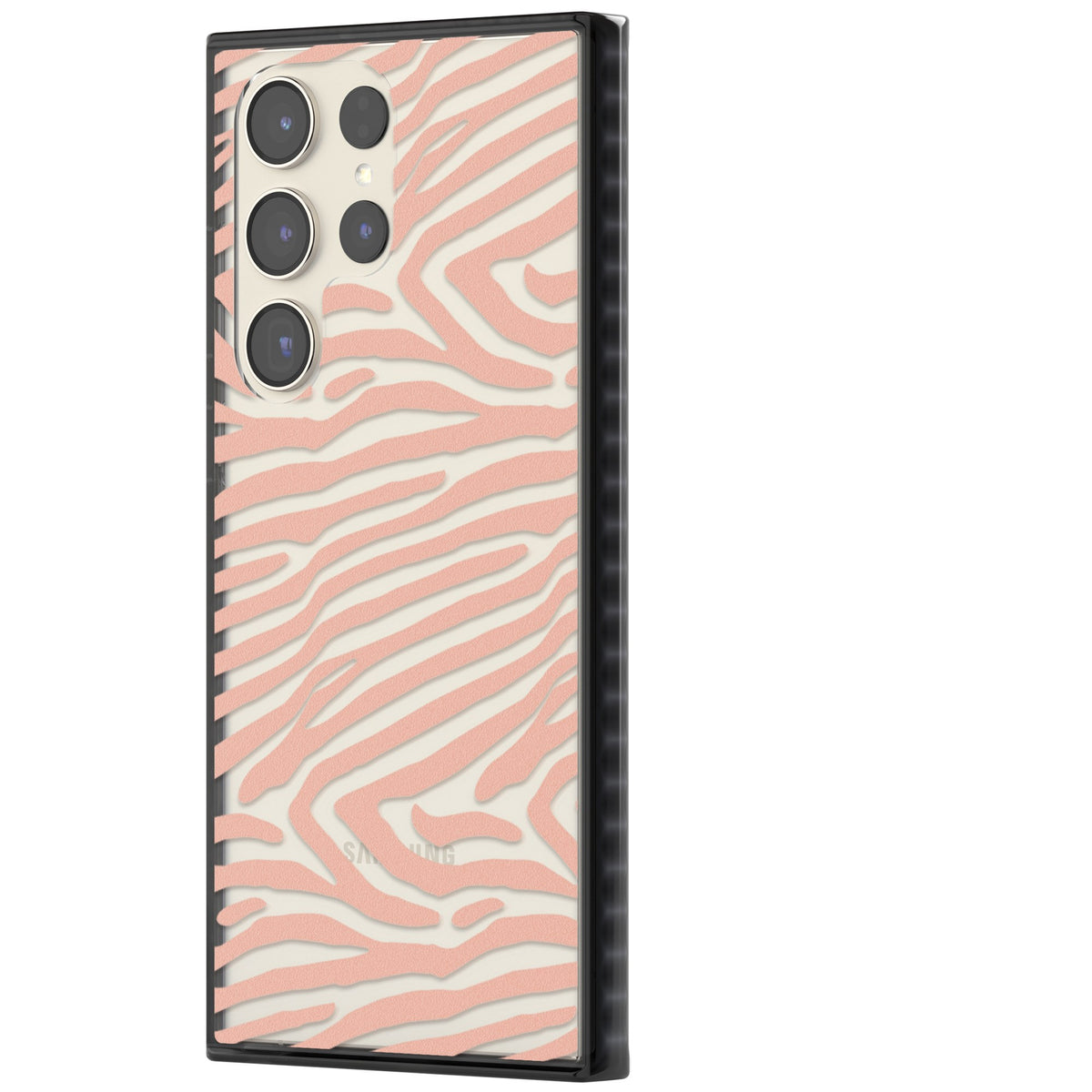 Horizontal Zebra Stripes Transparent Animal Print Samsung S22 Ultra / Samsung S23 Ultra / Samsung S24 Ultra Impact Black Phone Case side