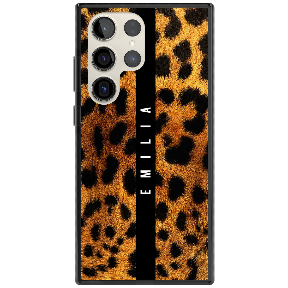 Leopard Print Samsung S22 Ultra / Samsung S23 Ultra / Samsung S24 Ultra Impact Black Phone Case front