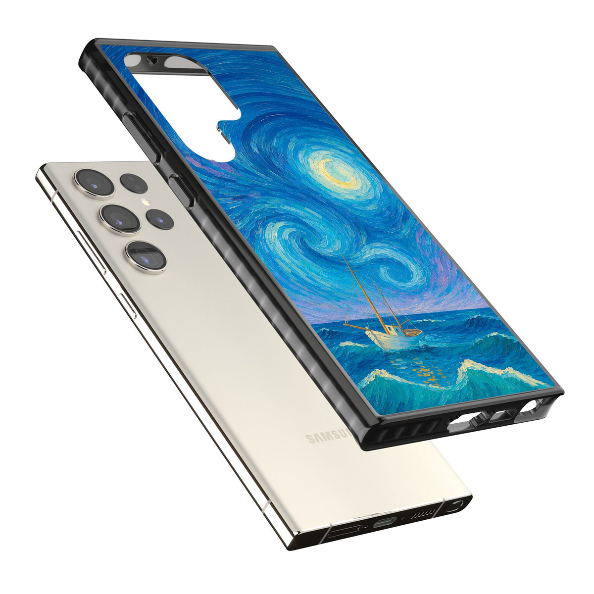 Moonlit Tide Samsung S22 Ultra / Samsung S23 Ultra / Samsung S24 Ultra Impact Black Phone Case angled