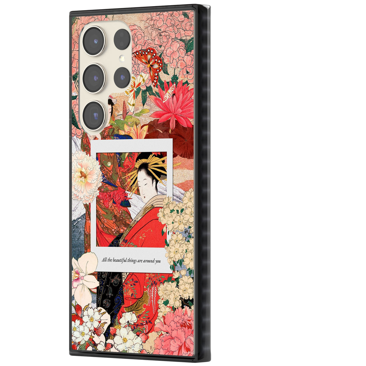 Woodblock Geisha Samsung S22 Ultra / Samsung S23 Ultra / Samsung S24 Ultra Impact Black Phone Case side