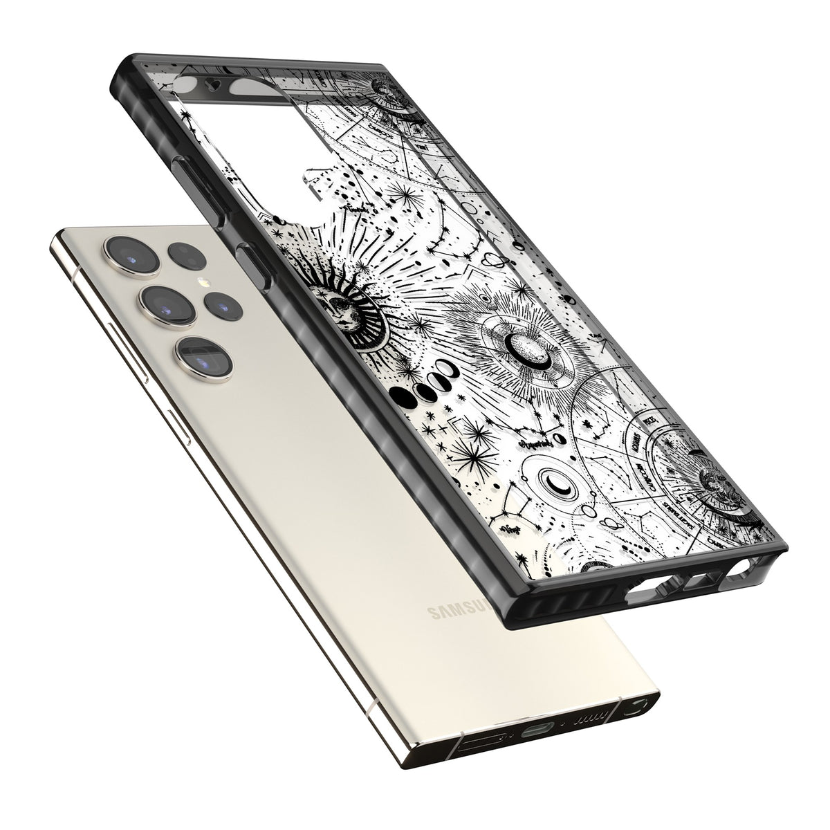 Celestial Chart Samsung S22 Ultra / Samsung S23 Ultra / Samsung S24 Ultra Impact Black Phone Case angled