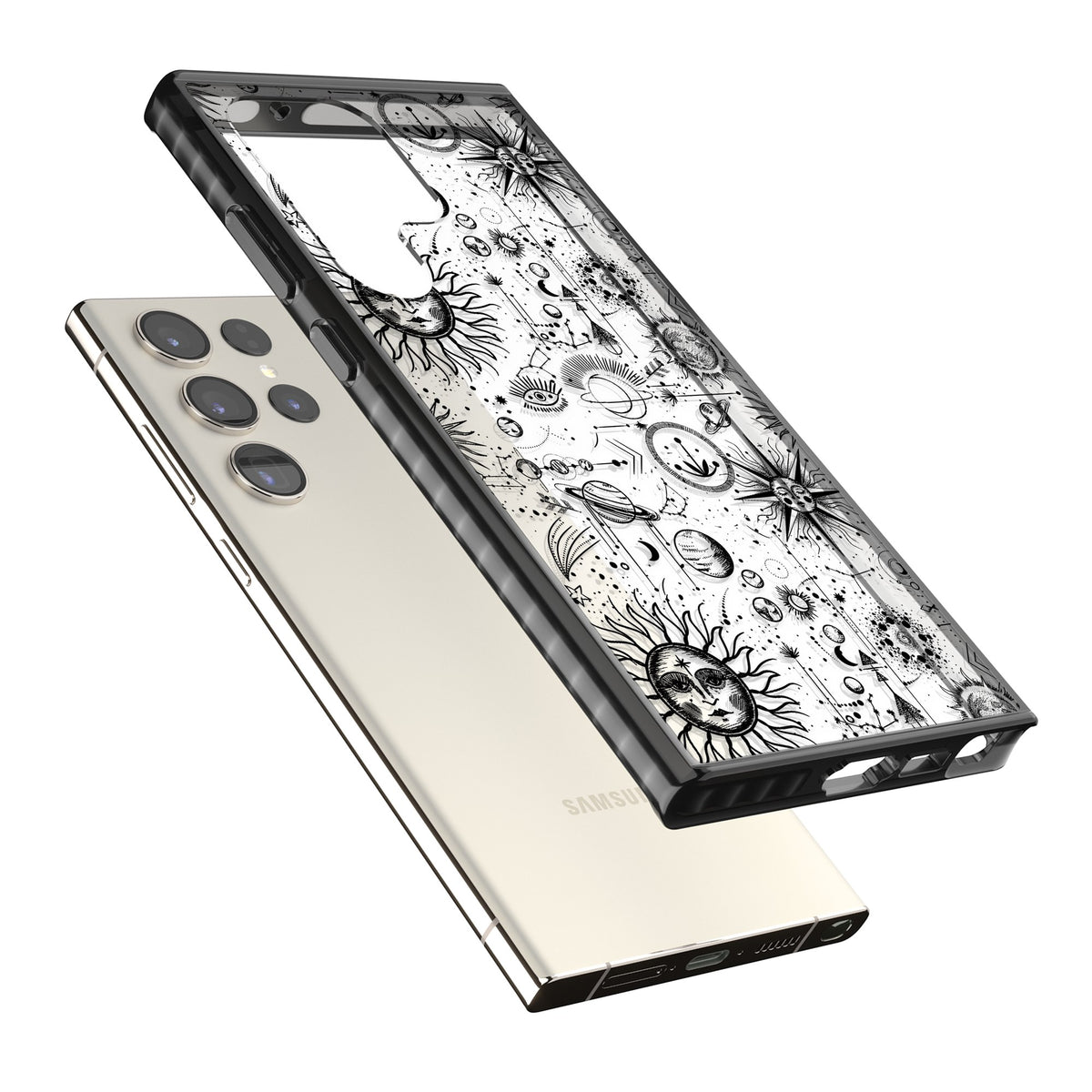 Cosmic Cartography Samsung S22 Ultra / Samsung S23 Ultra / Samsung S24 Ultra Impact Black Phone Case angled