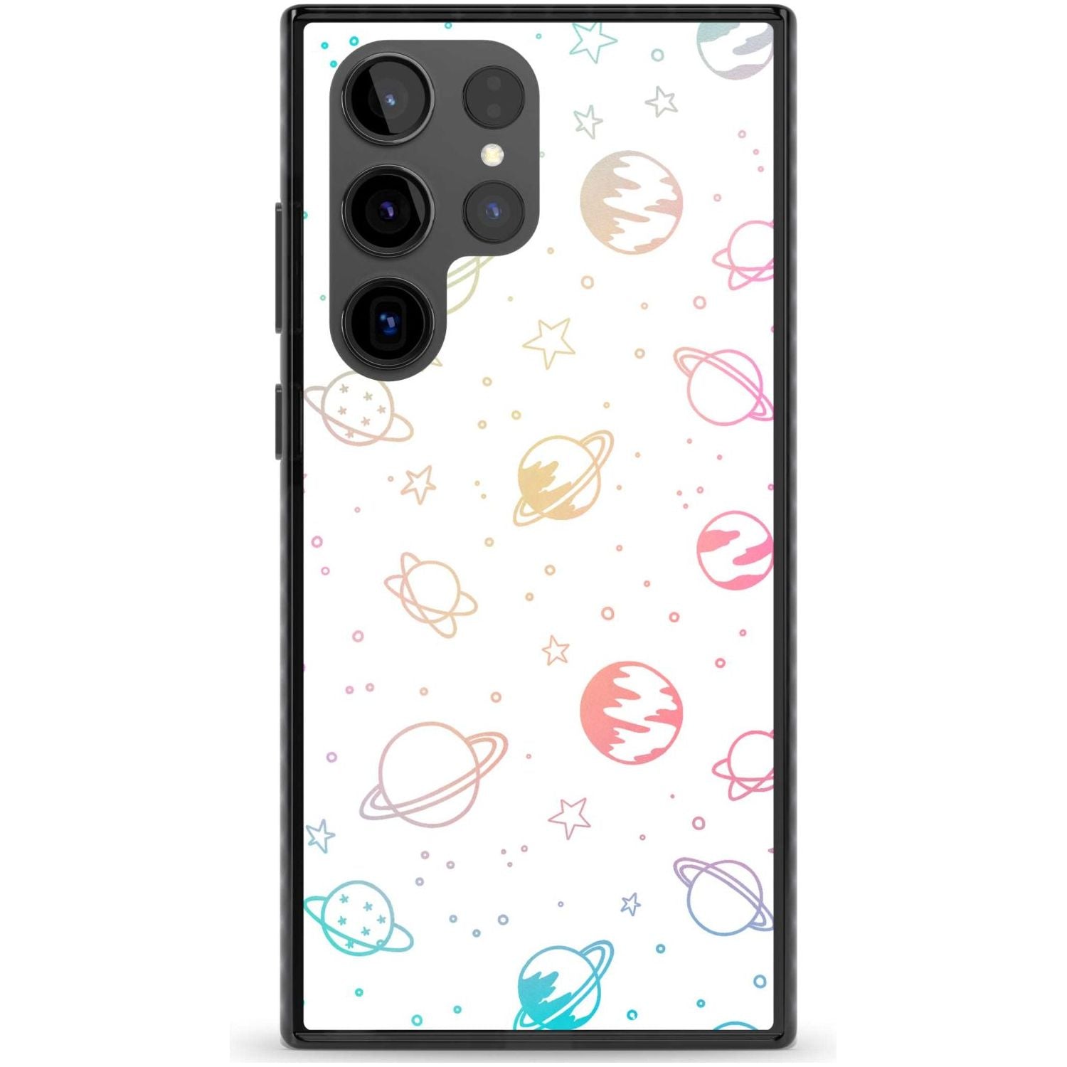 Cosmic Outer Space Design Pastels on White Phone Case Samsung S22 Ultra / Black Impact Case,Samsung S23 Ultra / Black Impact Case Blanc Space