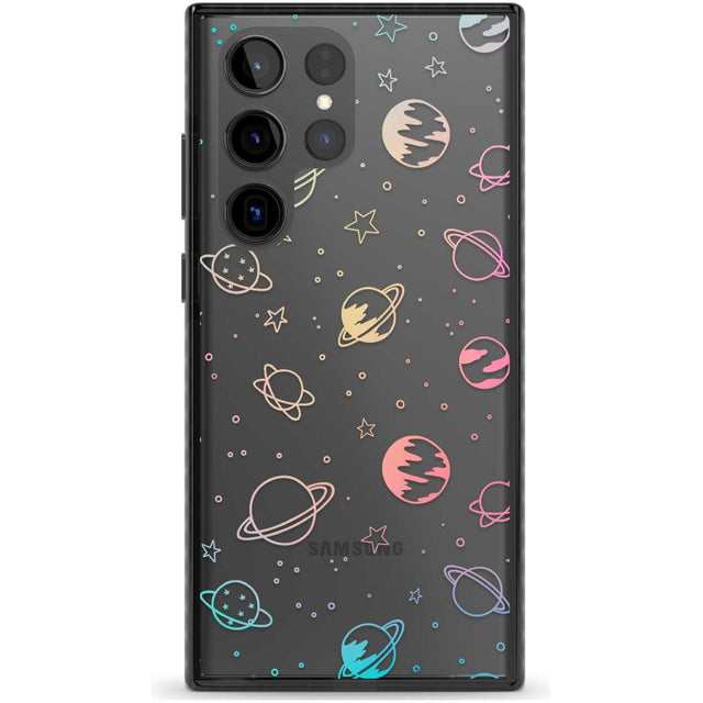 Cosmic Outer Space Design Pastels on Clear Phone Case Samsung S22 Ultra / Black Impact Case,Samsung S23 Ultra / Black Impact Case Blanc Space