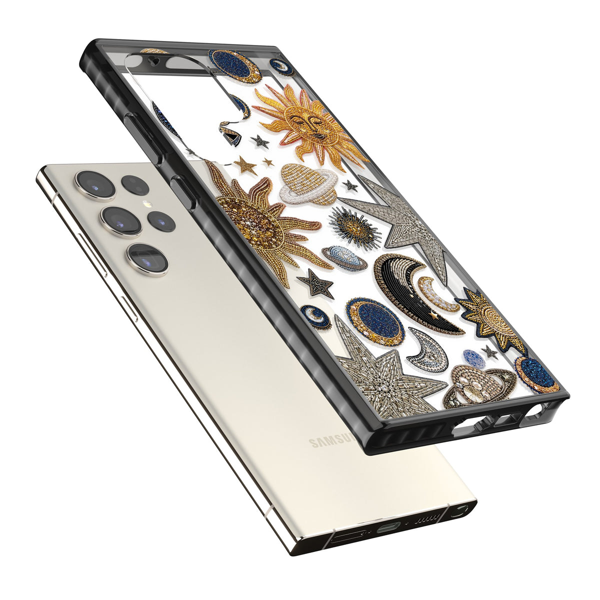 Beaded Cosmos Samsung S22 Ultra / Samsung S23 Ultra / Samsung S24 Ultra Impact Black Phone Case angled