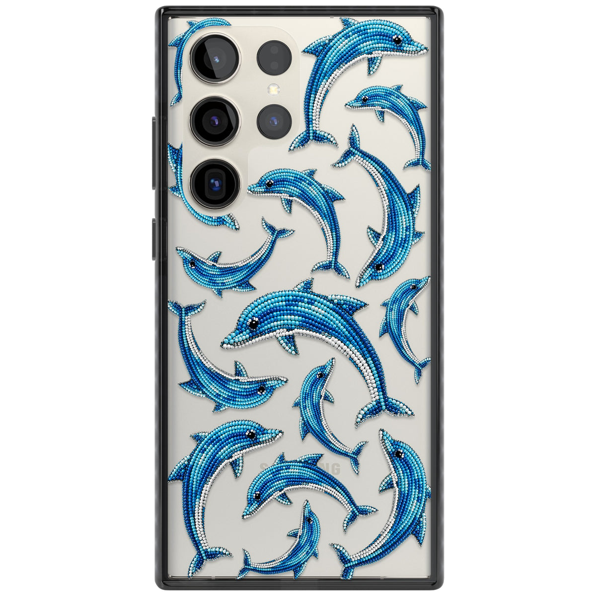 Beaded Dolphins Samsung S22 Ultra / Samsung S23 Ultra / Samsung S24 Ultra Impact Black Phone Case front