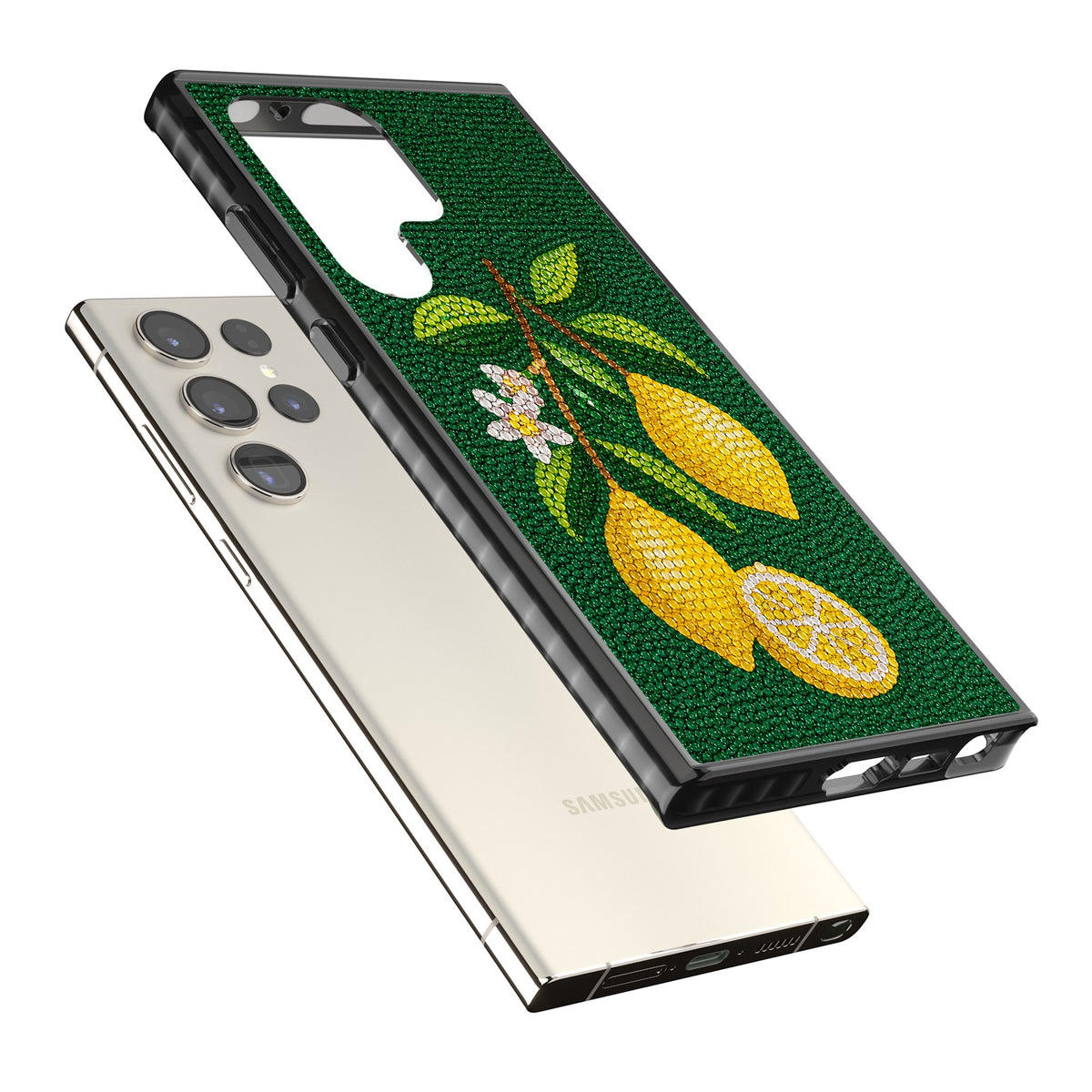 Beaded Lemons Samsung S22 Ultra / Samsung S23 Ultra / Samsung S24 Ultra Impact Black Phone Case angled