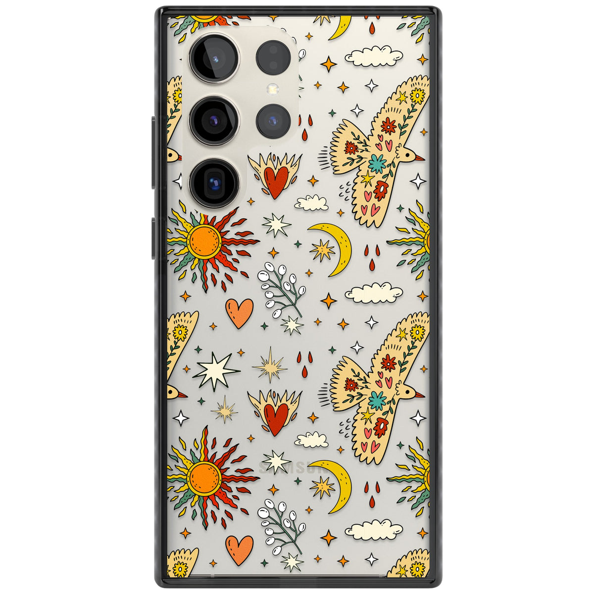 Boho Mystic Birds Samsung S22 Ultra / Samsung S23 Ultra / Samsung S24 Ultra Impact Black Phone Case front