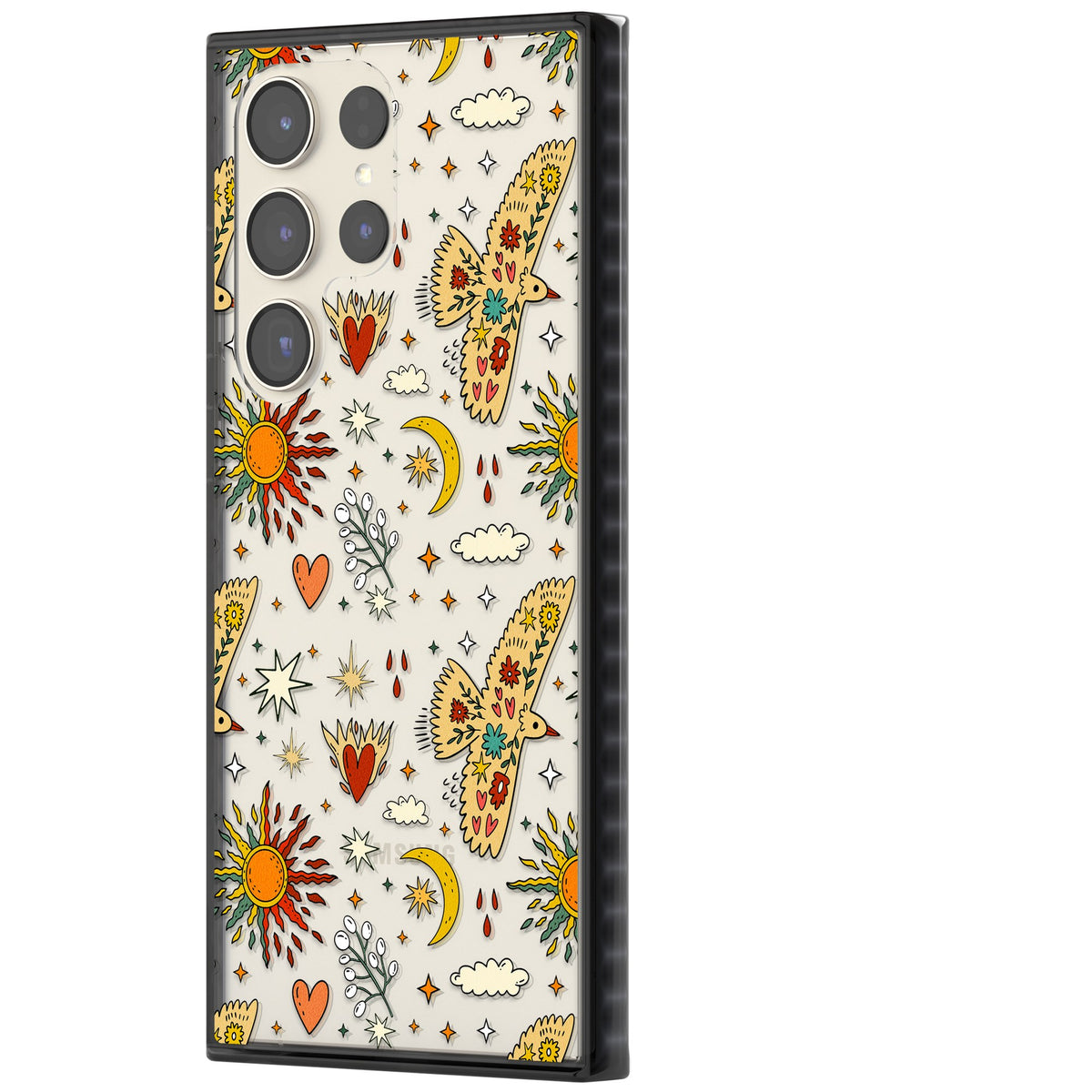 Boho Mystic Birds Samsung S22 Ultra / Samsung S23 Ultra / Samsung S24 Ultra Impact Black Phone Case side