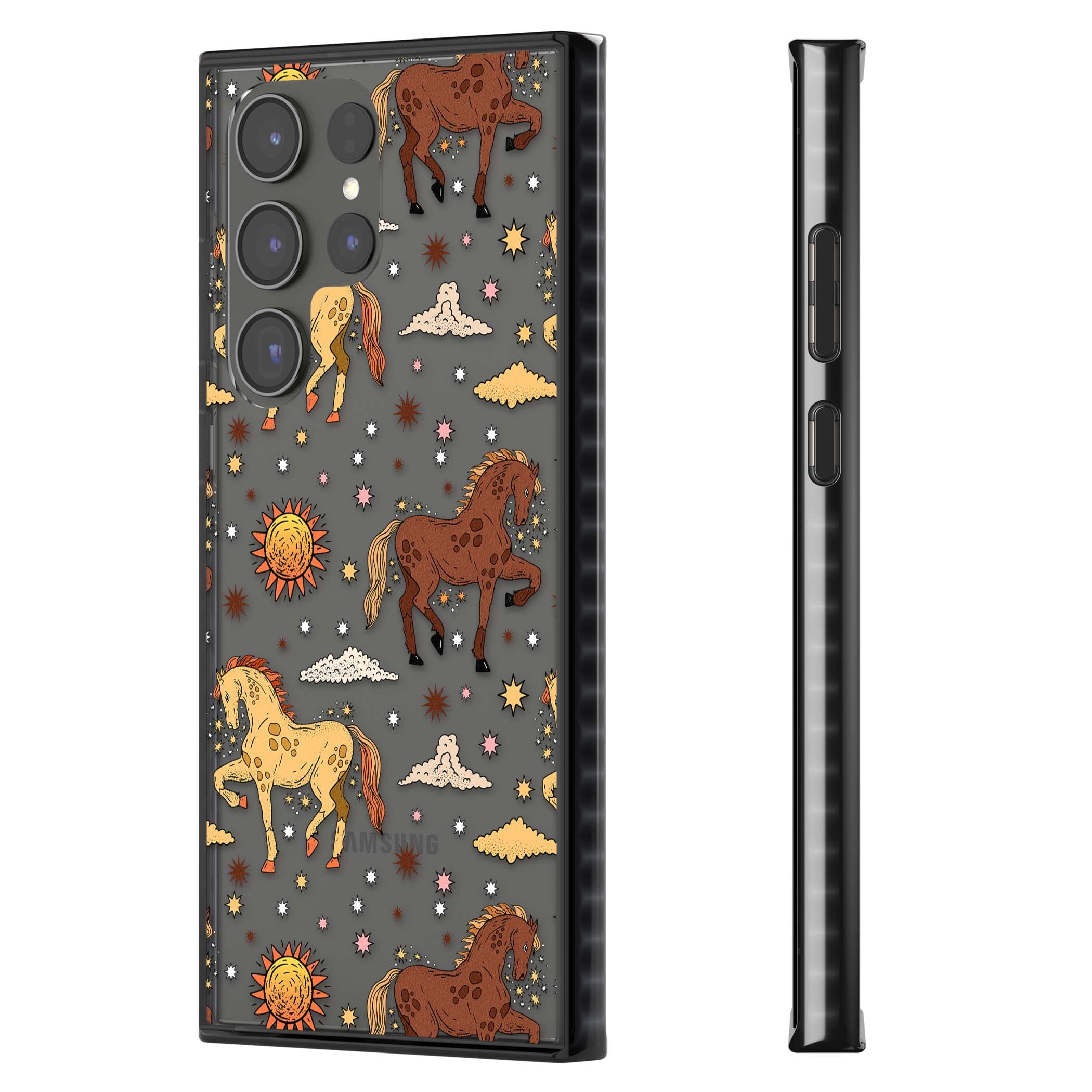 Elevate Your Phone'S Style With This Boho Celestial Sun & Eye Phone Case, Featuring A Mystical Blend Of Suns, All-Seeing Eyes, Butterflies, Stars, And