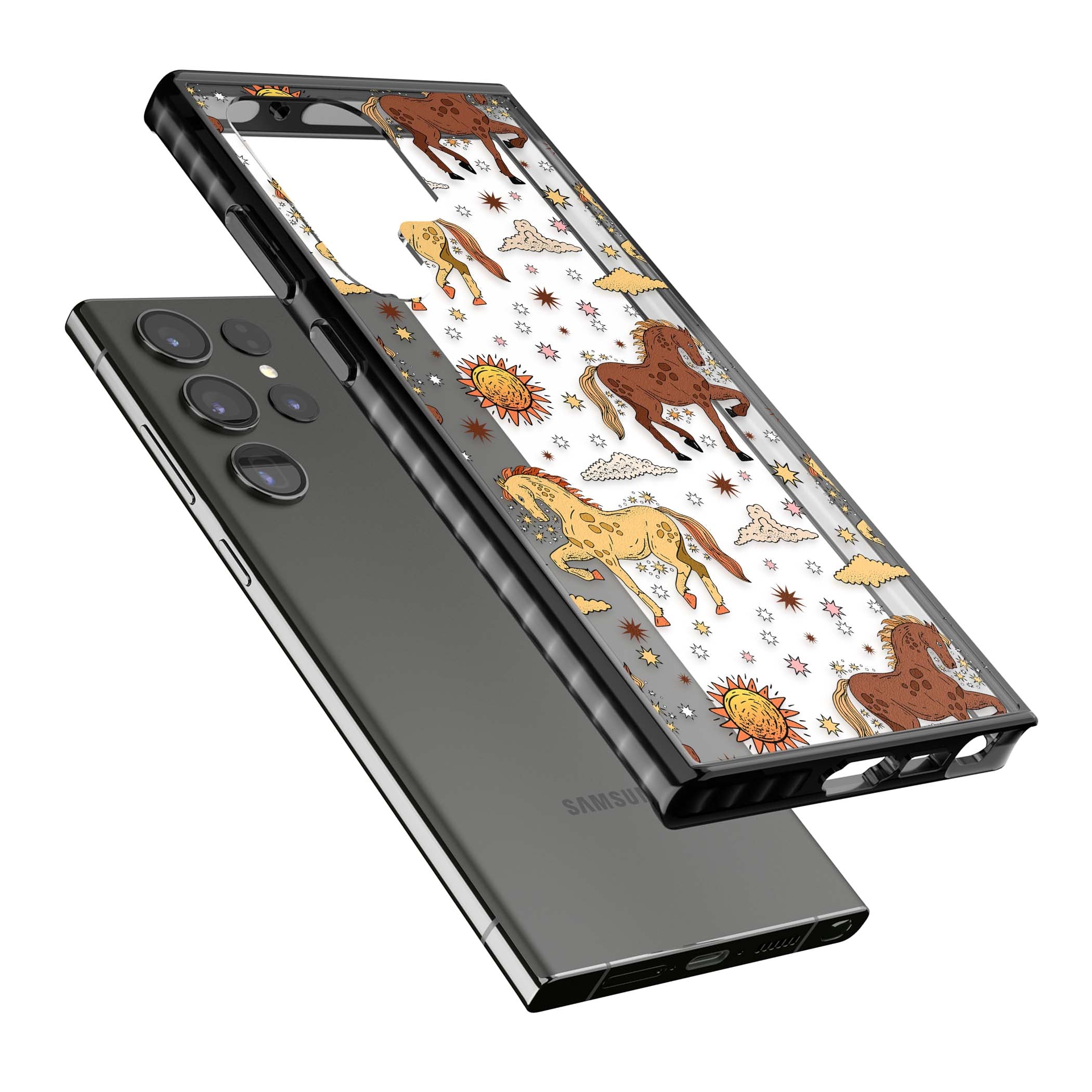 Elevate Your Phone'S Style With This Boho Celestial Sun & Eye Phone Case, Featuring A Mystical Blend Of Suns, All-Seeing Eyes, Butterflies, Stars, And