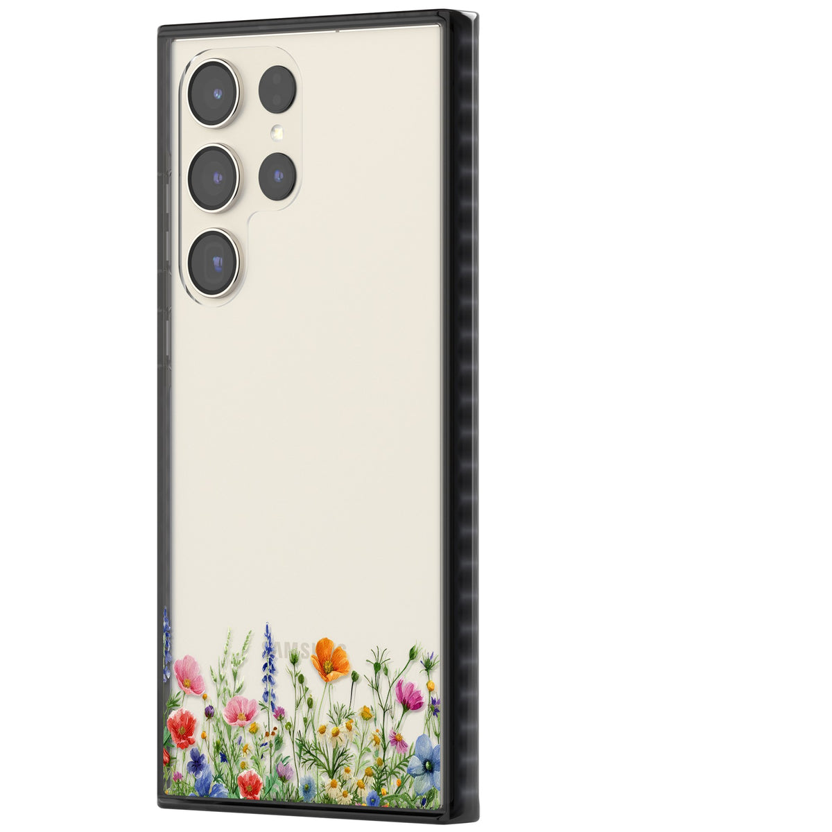 Minimal Wildflowers Samsung S22 Ultra / Samsung S23 Ultra / Samsung S24 Ultra Impact Black Phone Case side