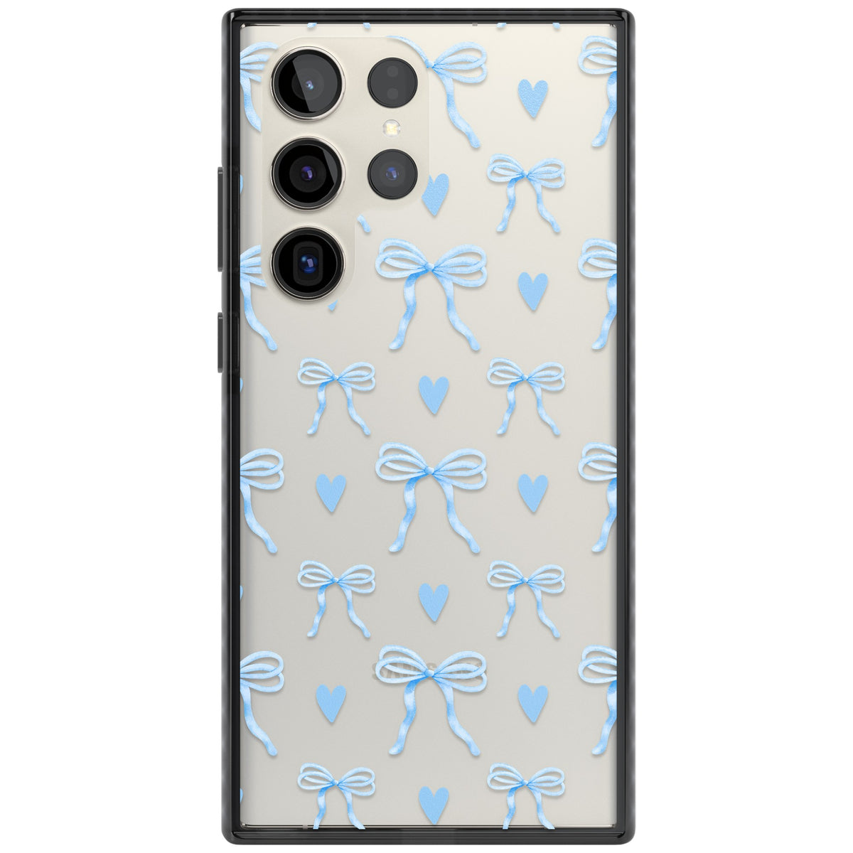 Blue Bows & Hearts Samsung S22 Ultra / Samsung S23 Ultra / Samsung S24 Ultra Impact Black Phone Case front