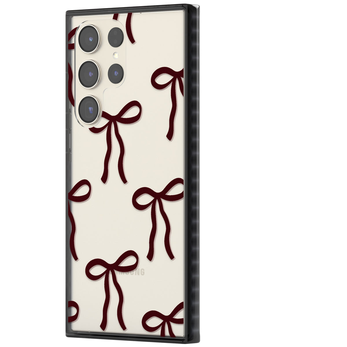 Burgundy Bows Samsung S22 Ultra / Samsung S23 Ultra / Samsung S24 Ultra Impact Black Phone Case side