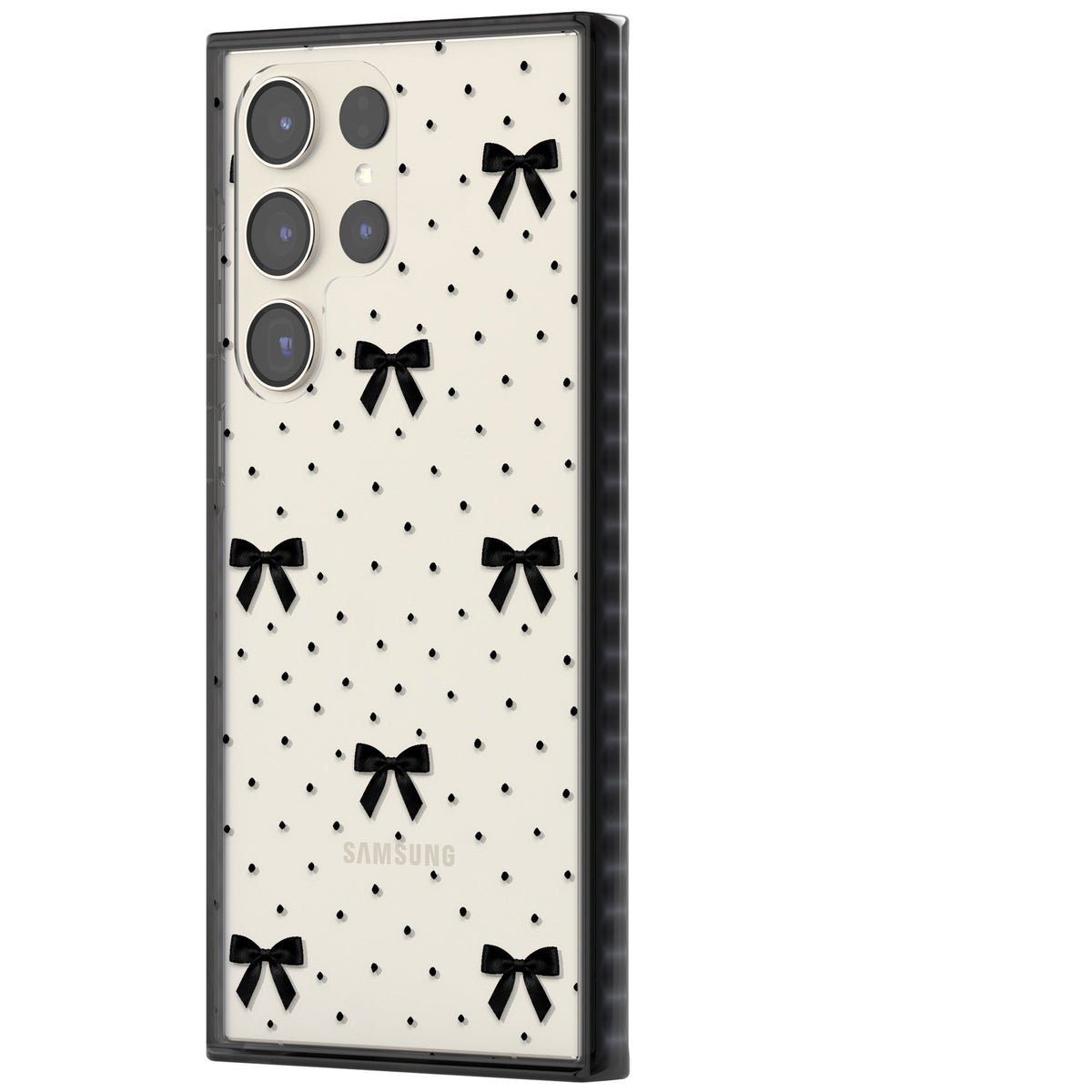 Black Polka Bows Samsung S22 Ultra / Samsung S23 Ultra / Samsung S24 Ultra Impact Black Phone Case side