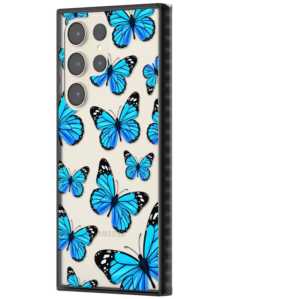 Azure Butterflies Samsung S22 Ultra / Samsung S23 Ultra / Samsung S24 Ultra Impact Black Phone Case side