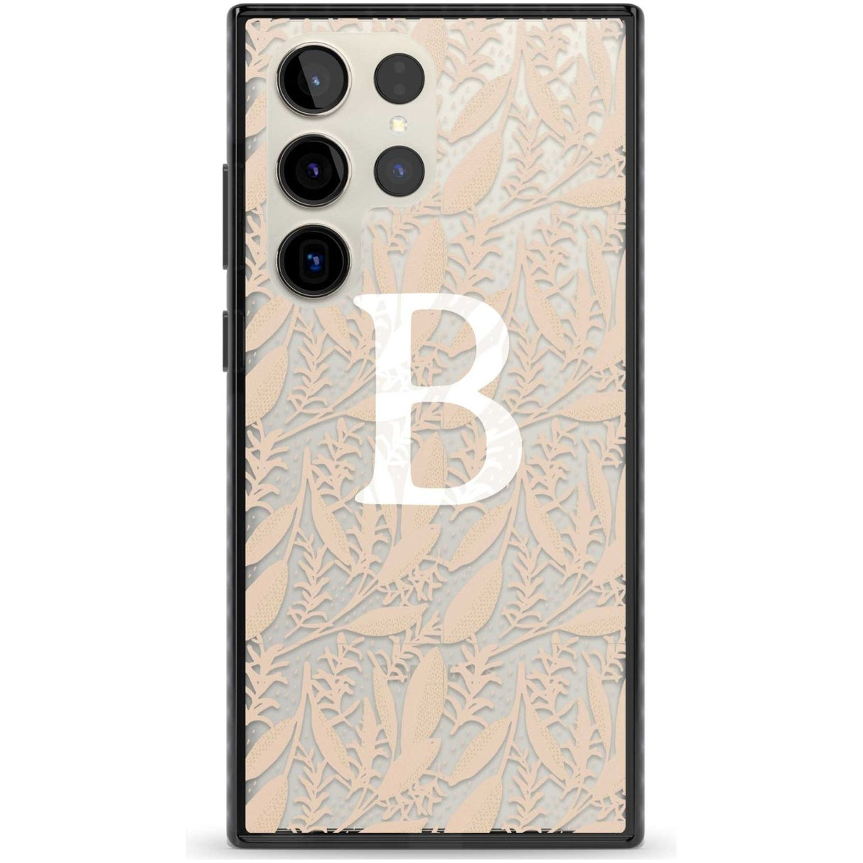 Personalised Subtle Monogram Abstract Floral Custom Phone Case Samsung S22 Ultra / Black Impact Case,Samsung S23 Ultra / Black Impact Case Blanc Space