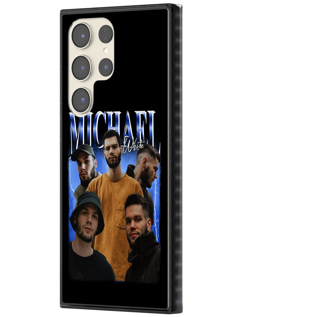 Personalised Airbrush Name & Photo Collage (Blue) Samsung S22 Ultra / Samsung S23 Ultra / Samsung S24 Ultra Impact Black Phone Case side