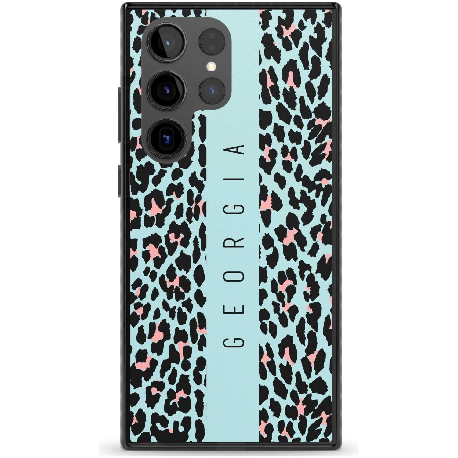 Personalised Blue Leopard Spots Custom Phone Case Samsung S22 Ultra / Black Impact Case,Samsung S23 Ultra / Black Impact Case Blanc Space