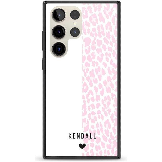 Personalised Pink & White Leopard Spots Custom Phone Case Samsung S22 Ultra / Black Impact Case,Samsung S23 Ultra / Black Impact Case Blanc Space