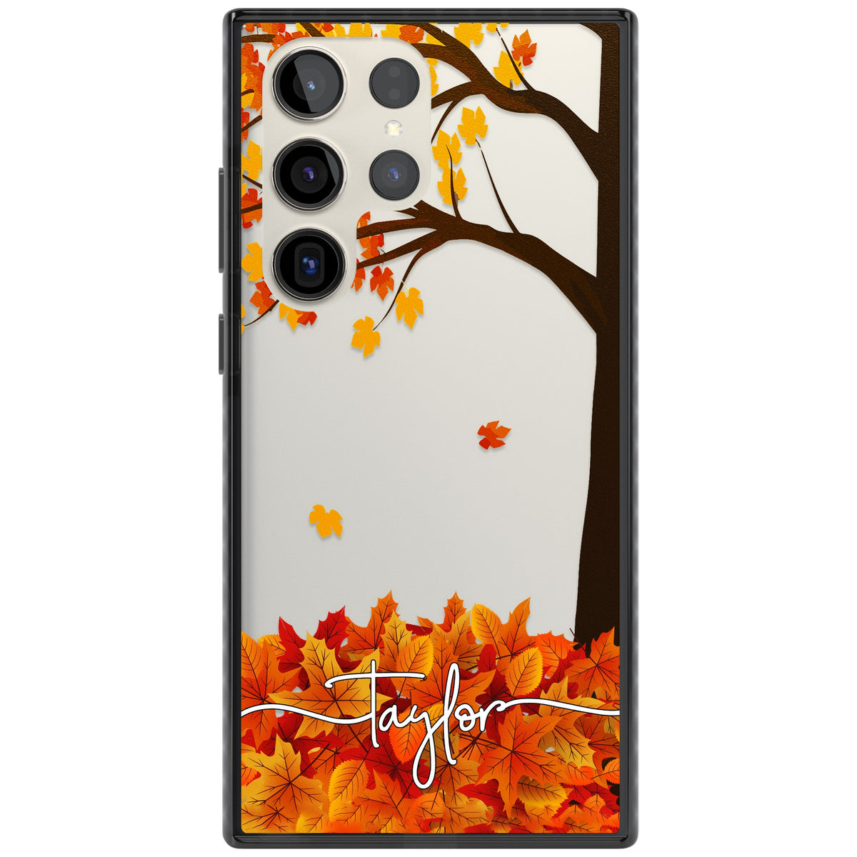 Personalised Autumn Leaves Samsung S22 Ultra / Samsung S23 Ultra / Samsung S24 Ultra Impact Black Phone Case front