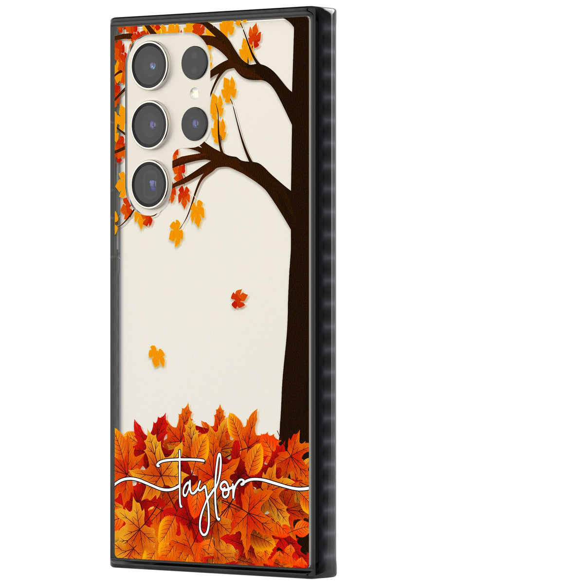 Personalised Autumn Leaves Samsung S22 Ultra / Samsung S23 Ultra / Samsung S24 Ultra Impact Black Phone Case side
