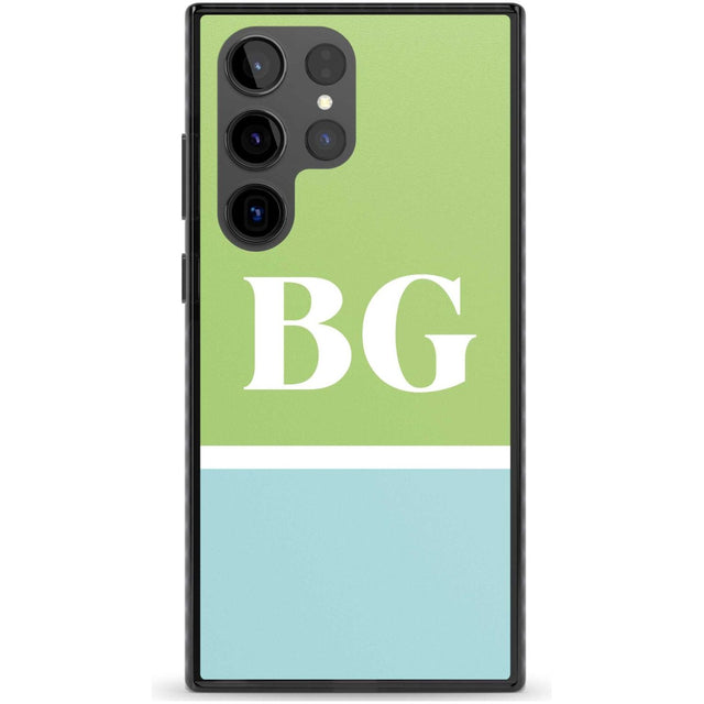 Personalised Colourblock: Green & Turquoise Custom Phone Case Samsung S22 Ultra / Black Impact Case,Samsung S23 Ultra / Black Impact Case Blanc Space