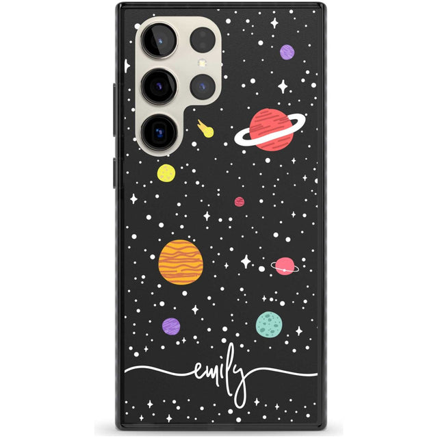 Personalised Cute Cartoon Planets Phone Case Samsung S22 Ultra / Black Impact Case,Samsung S23 Ultra / Black Impact Case Blanc Space