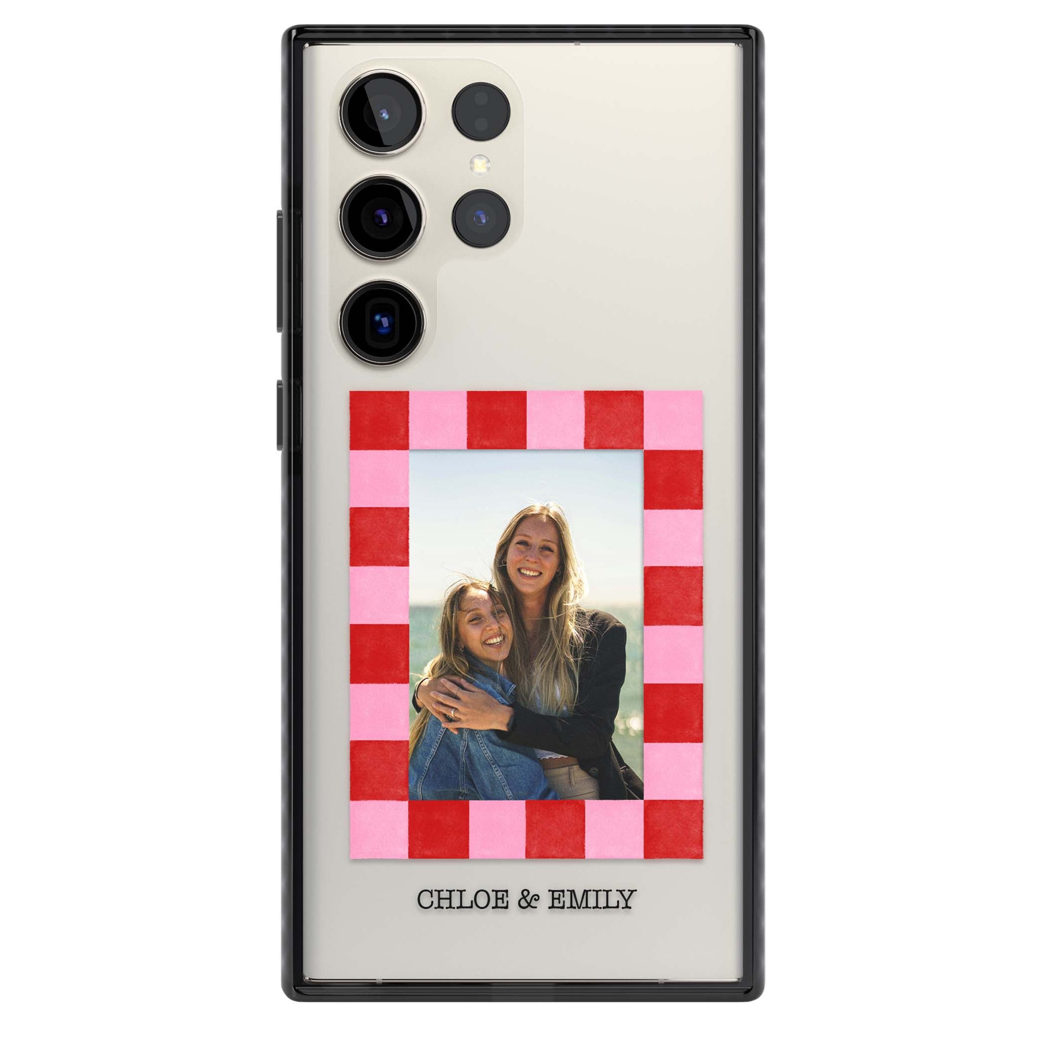 Bubblegum Check Photo for her iPhone case | Black Impact case for Samsung Galaxy S24 Ultra, Samsung Galaxy S23 Ultra, Samsung Galaxy S22 Ultra