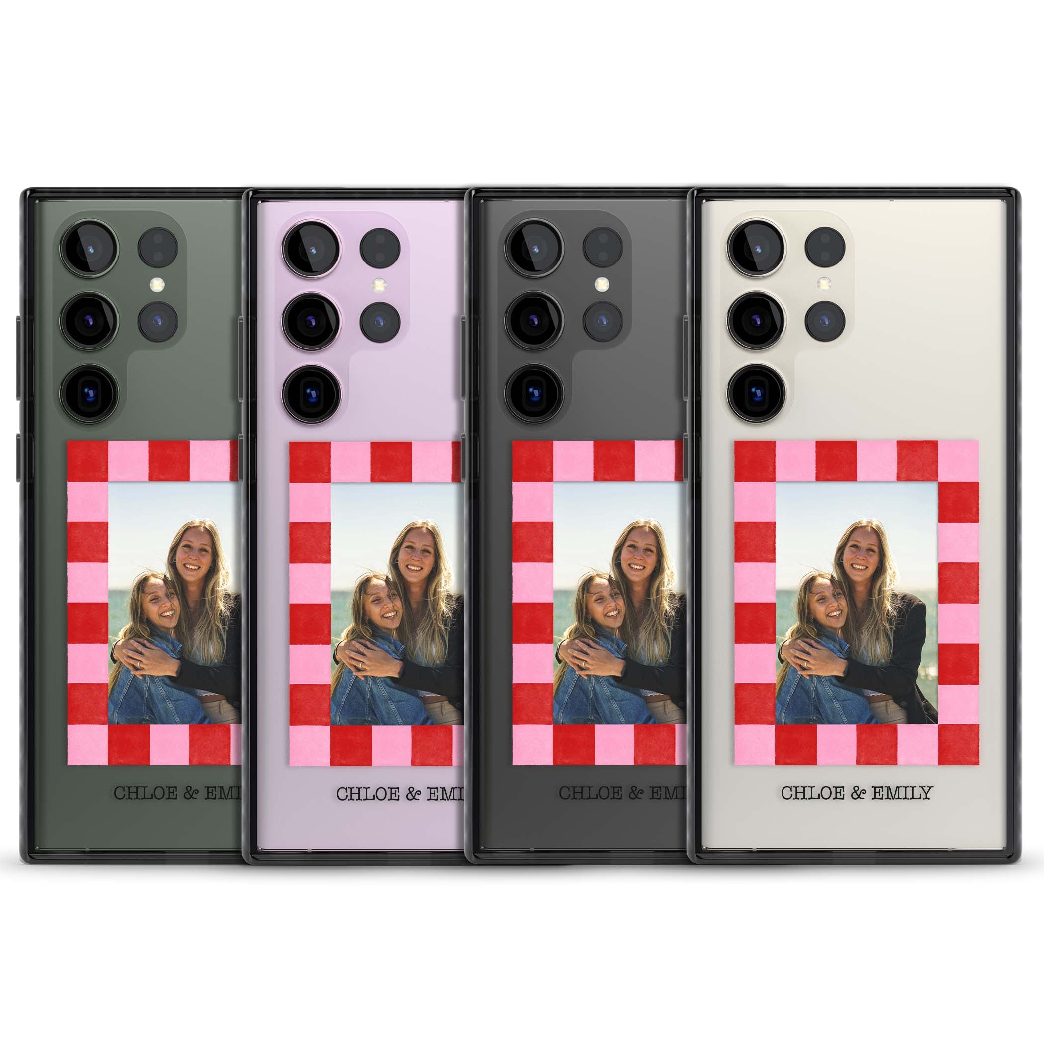 Bubblegum Check Photo for her iPhone case | Black Impact case for Samsung Galaxy S24 Ultra, Samsung Galaxy S23 Ultra, Samsung Galaxy S22 Ultra