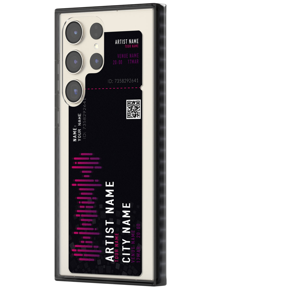 Personalised Concert Ticket Samsung S22 Ultra / Samsung S23 Ultra / Samsung S24 Ultra Impact Black Phone Case side