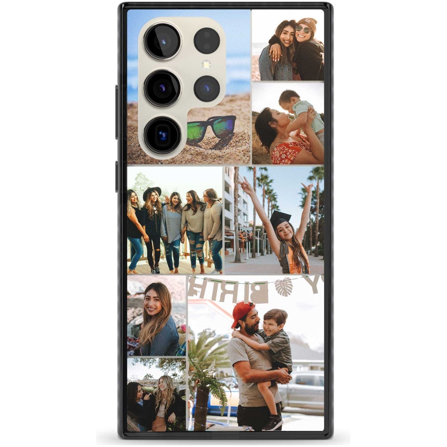 Personalised Photo Grid Custom Phone Case Samsung S22 Ultra / Black Impact Case,Samsung S23 Ultra / Black Impact Case Blanc Space