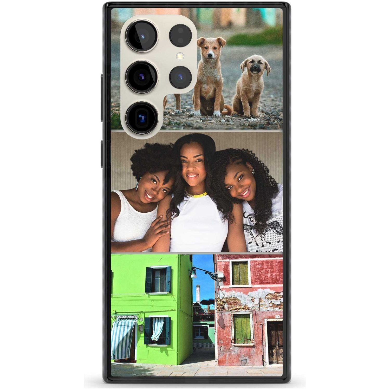 Personalised 3 Photo Grid Custom Phone Case Samsung S22 Ultra / Black Impact Case,Samsung S23 Ultra / Black Impact Case Blanc Space