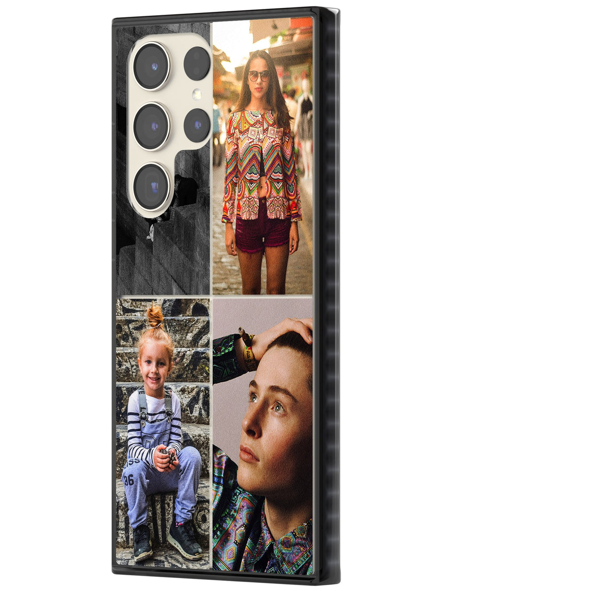 Personalised 4 Photo Grid Samsung S22 Ultra / Samsung S23 Ultra / Samsung S24 Ultra Impact Black Phone Case side