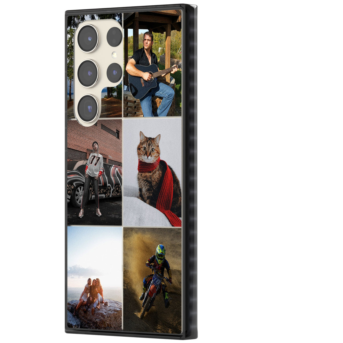 Personalised 6 Photo Grid Samsung S22 Ultra / Samsung S23 Ultra / Samsung S24 Ultra Impact Black Phone Case side